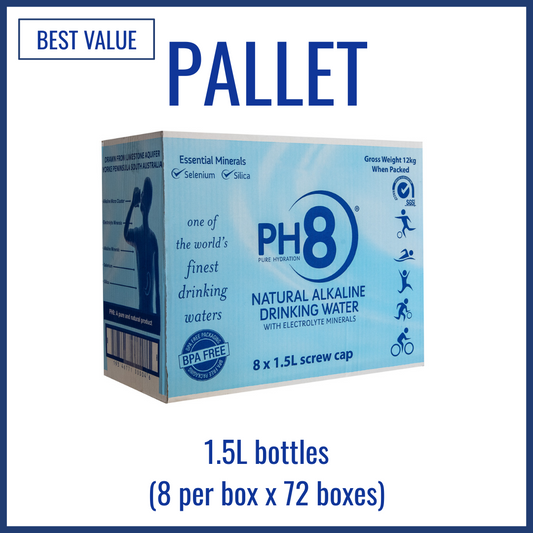 PH8 Natural Alkaline Water (pallet of 1.5L bottles)